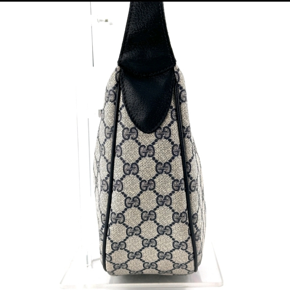 Vintage GUCCI Crossbody Bag GG Sherry Line PVC Leather Navy Shoulder Authentic - Picture 9 of 12
